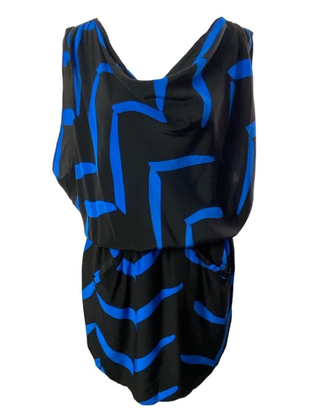 YUMI KIM Women Wide Sleeves Slouch Neck Silk Mini Dress Sz‎ M Black hb-8